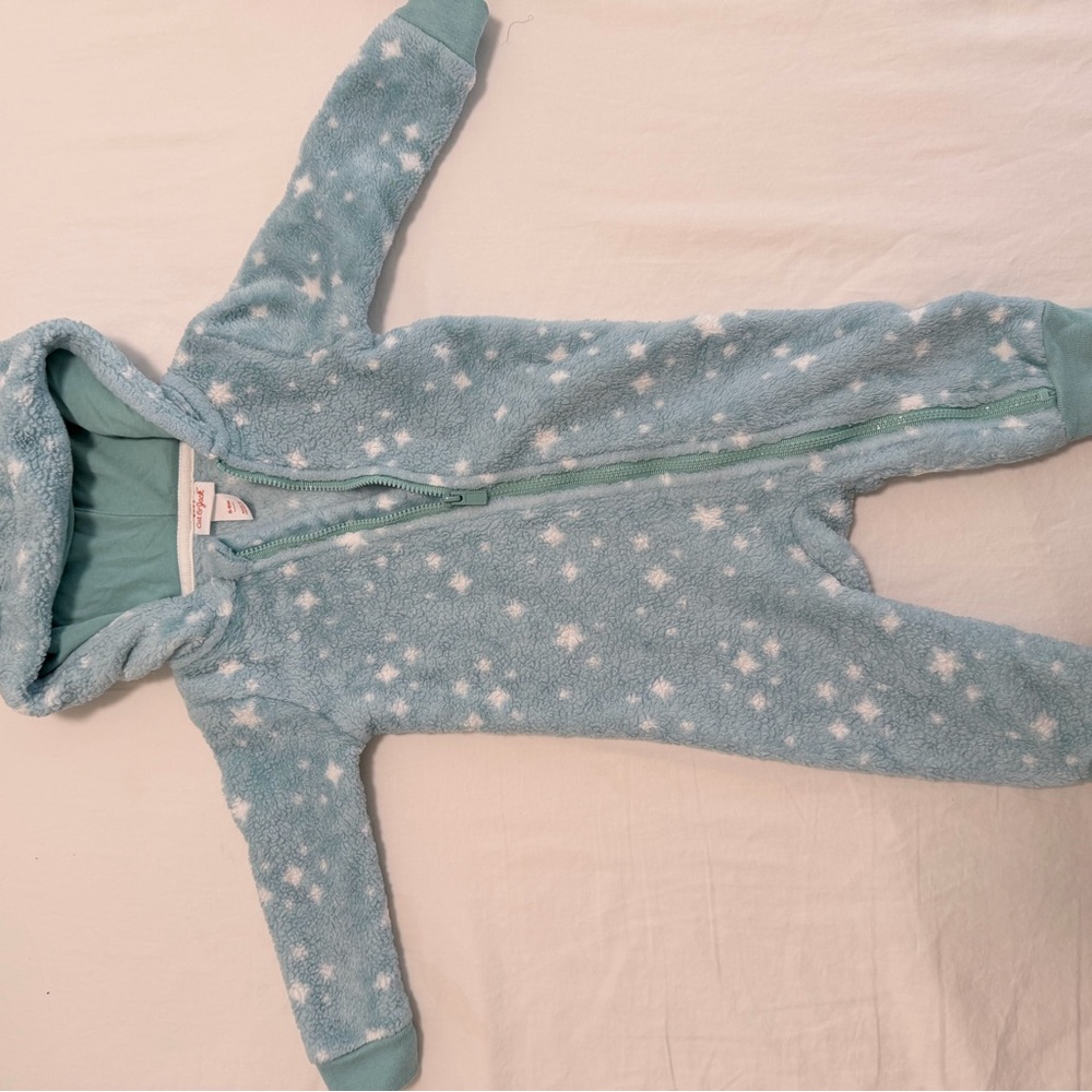 Blue Star Fleece Hooded One-Piece 6-9m like new